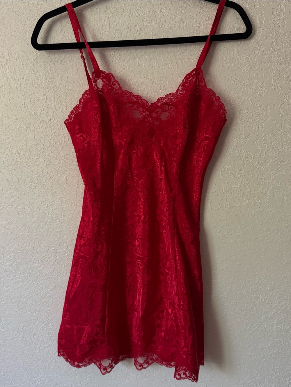 Victoria Secret Gold label Red Lace Slip Chemise